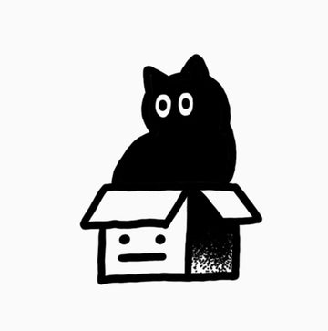 cat in box tattoo sticker