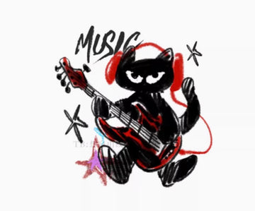 rock cat tattoo sticker