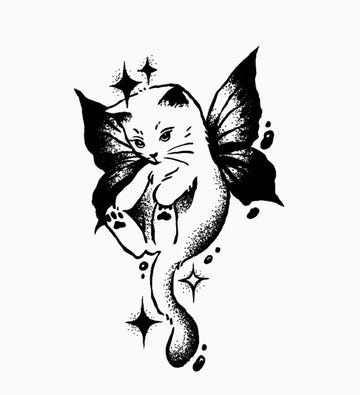 butterfly cat tattoo sticker